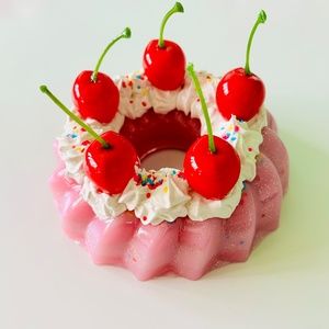 Glitter Kitschy Funky Pop Art Dopamine Decor Fake Food Cake And Cherry Wall Hang